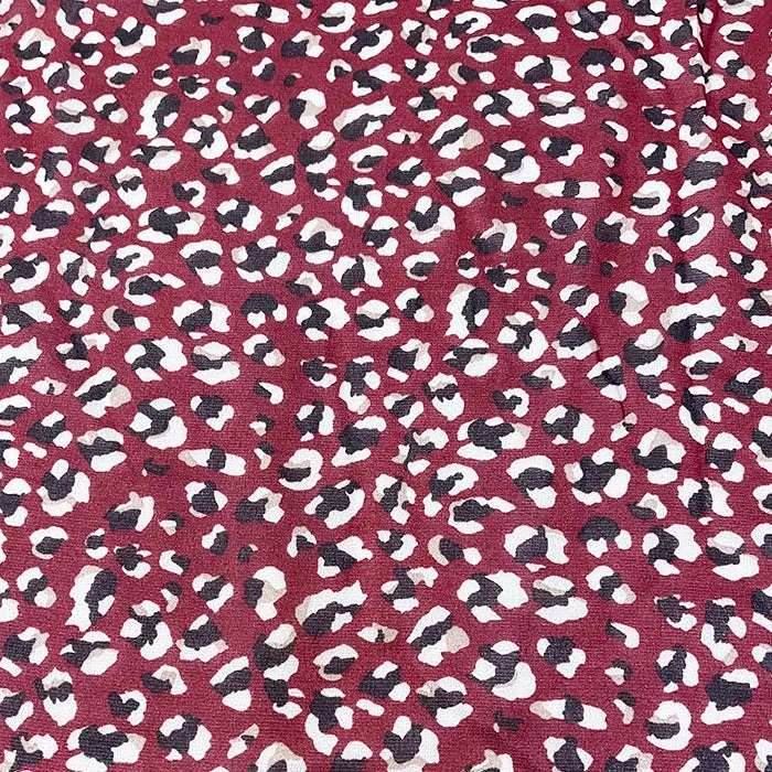 1 3/4 YD PC-Dark Red Multi Print Chiffon Fabric