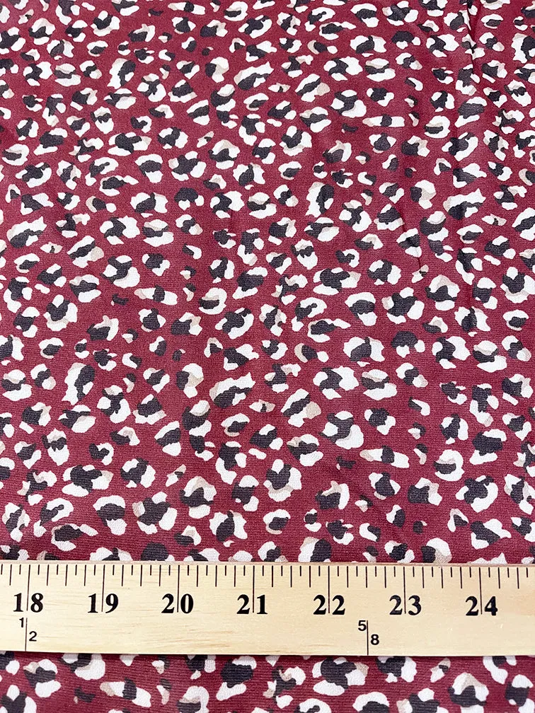 1 3/4 YD PC-Dark Red Multi Print Chiffon Fabric