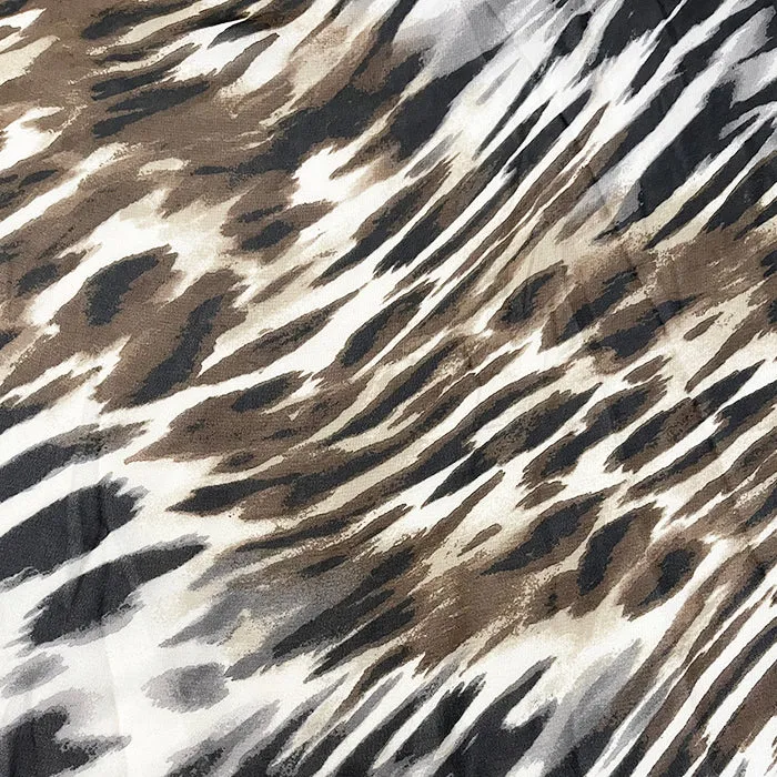 2 3/4 YD PC-Gray Multi Zebra Print Chiffon Fabric