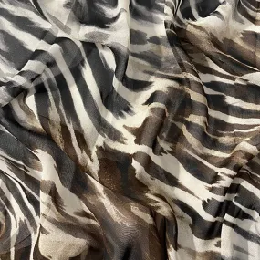 2 3/4 YD PC-Gray Multi Zebra Print Chiffon Fabric