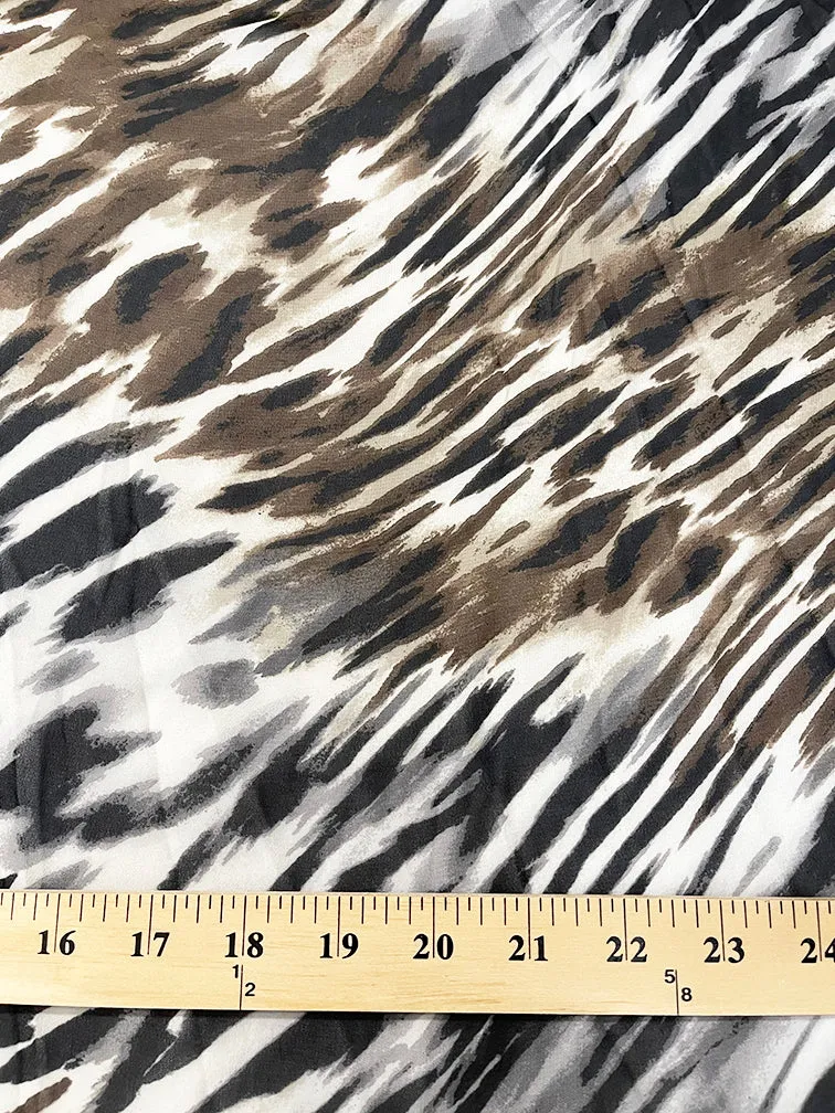 2 3/4 YD PC-Gray Multi Zebra Print Chiffon Fabric