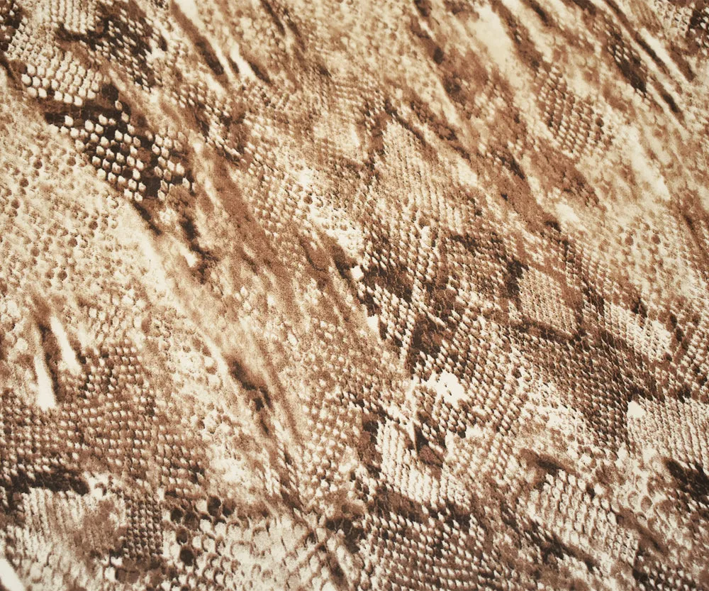 3 1/4 YD PC-Brown-Beige-Ivory Snake Printed Poly Chiffon Woven Fabric