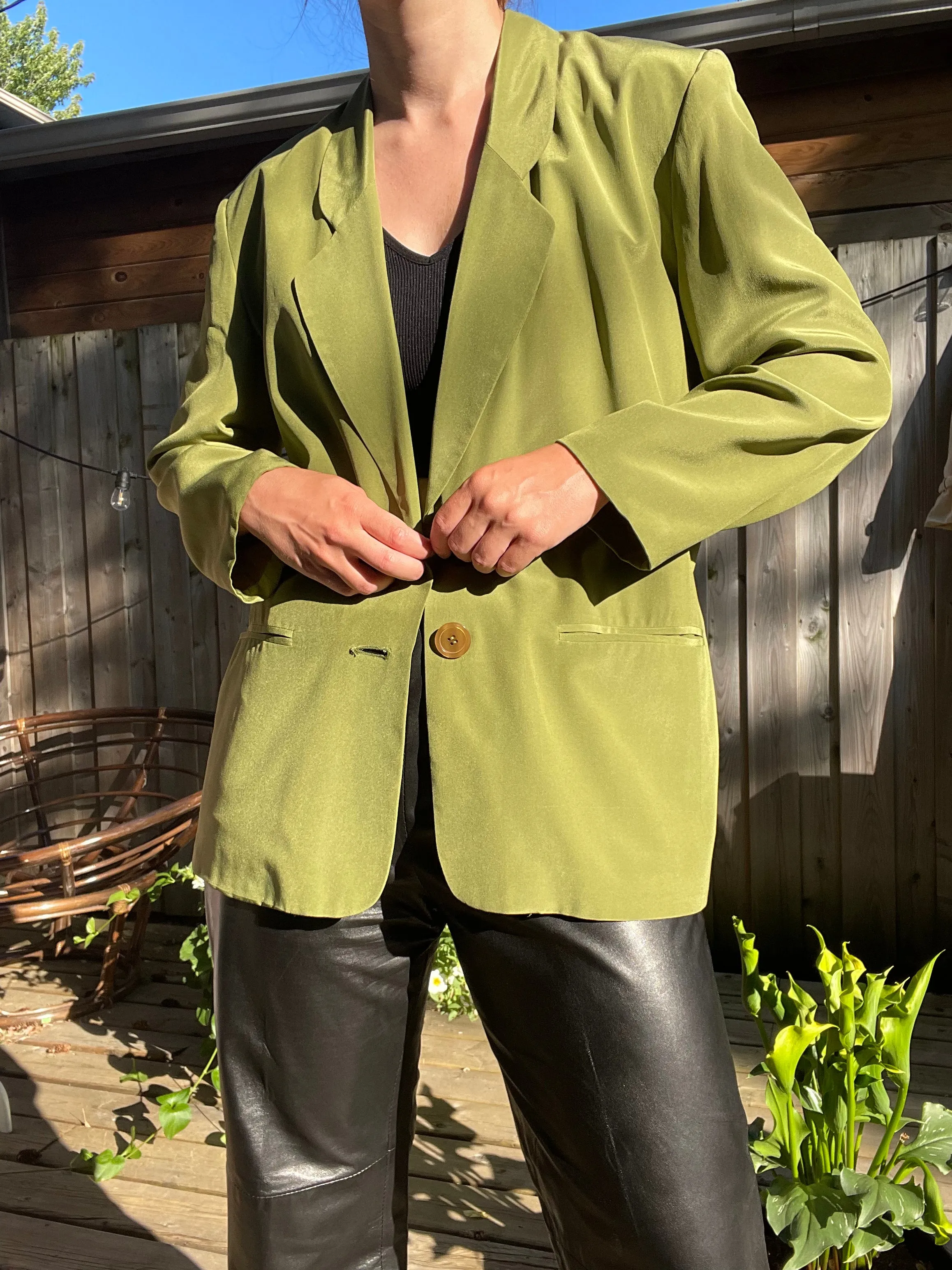 90s Moss 100% Silk Pant Suit - S