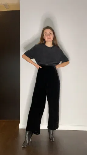 90s Silk Velvet Wide-Leg Trousers 36-40