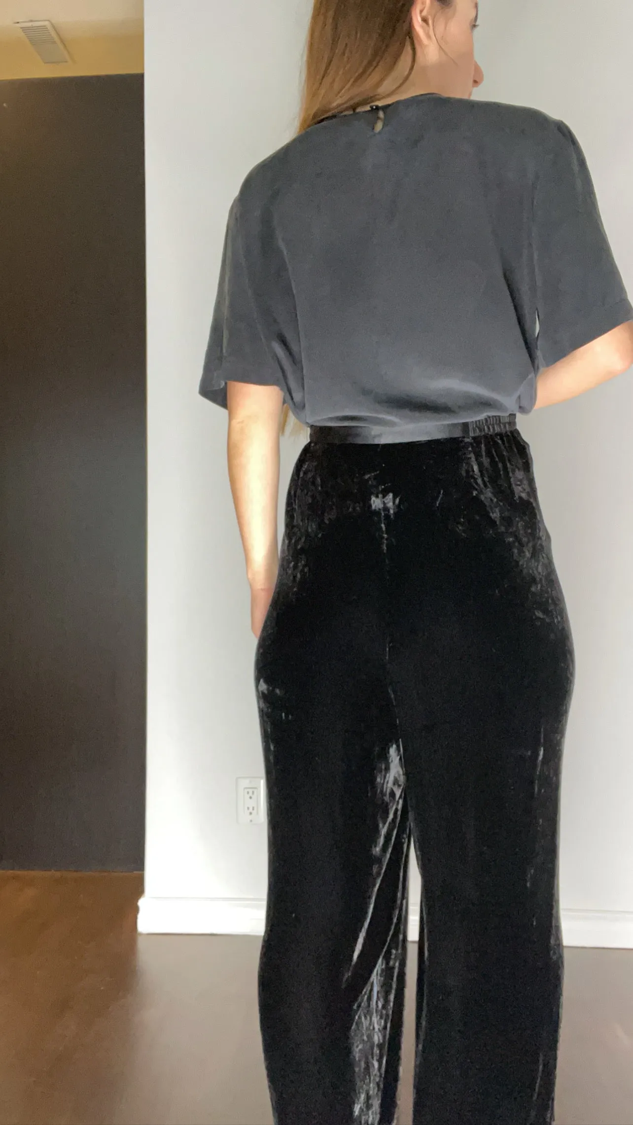 90s Silk Velvet Wide-Leg Trousers 36-40