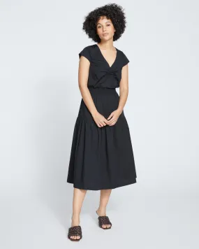 Ambroeus Smocked Poplin Dress - Black