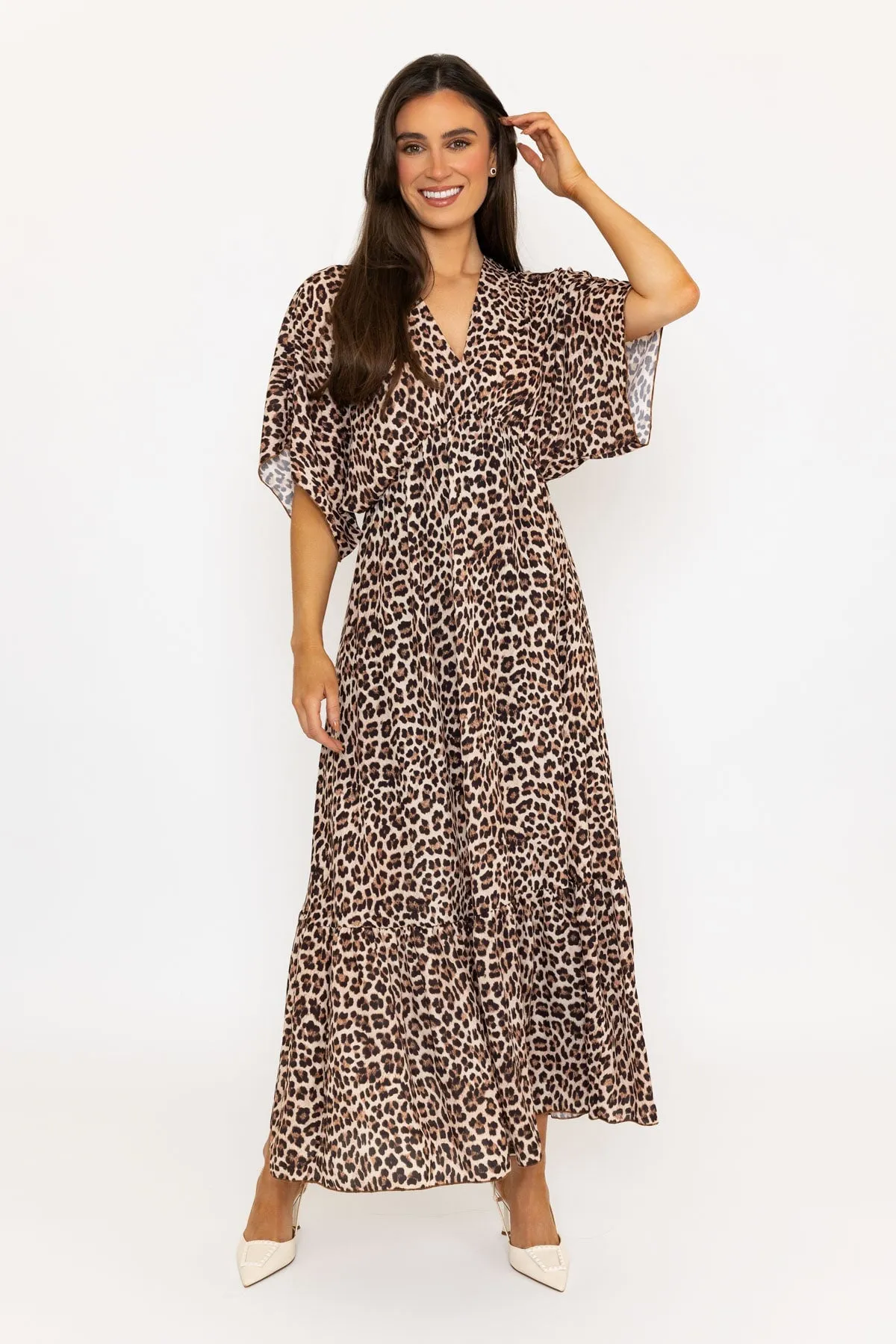 Animal Print Empire Waist Midi Dress