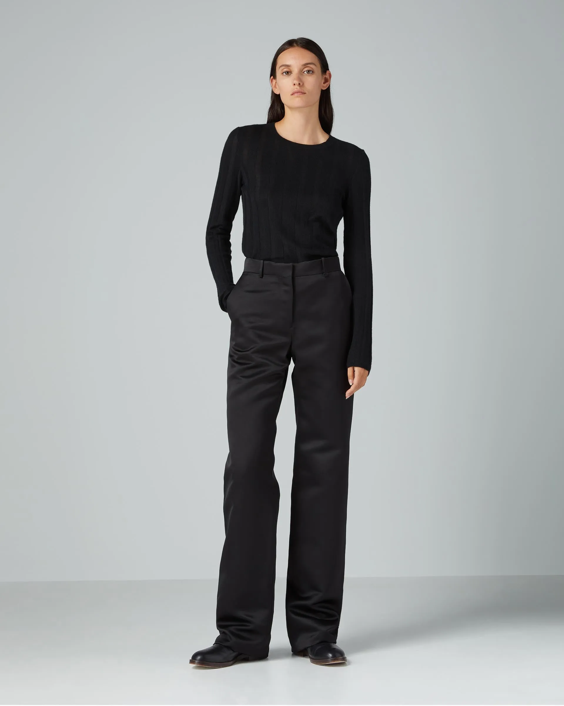 Anya Trousers in Duchess Silk, Black