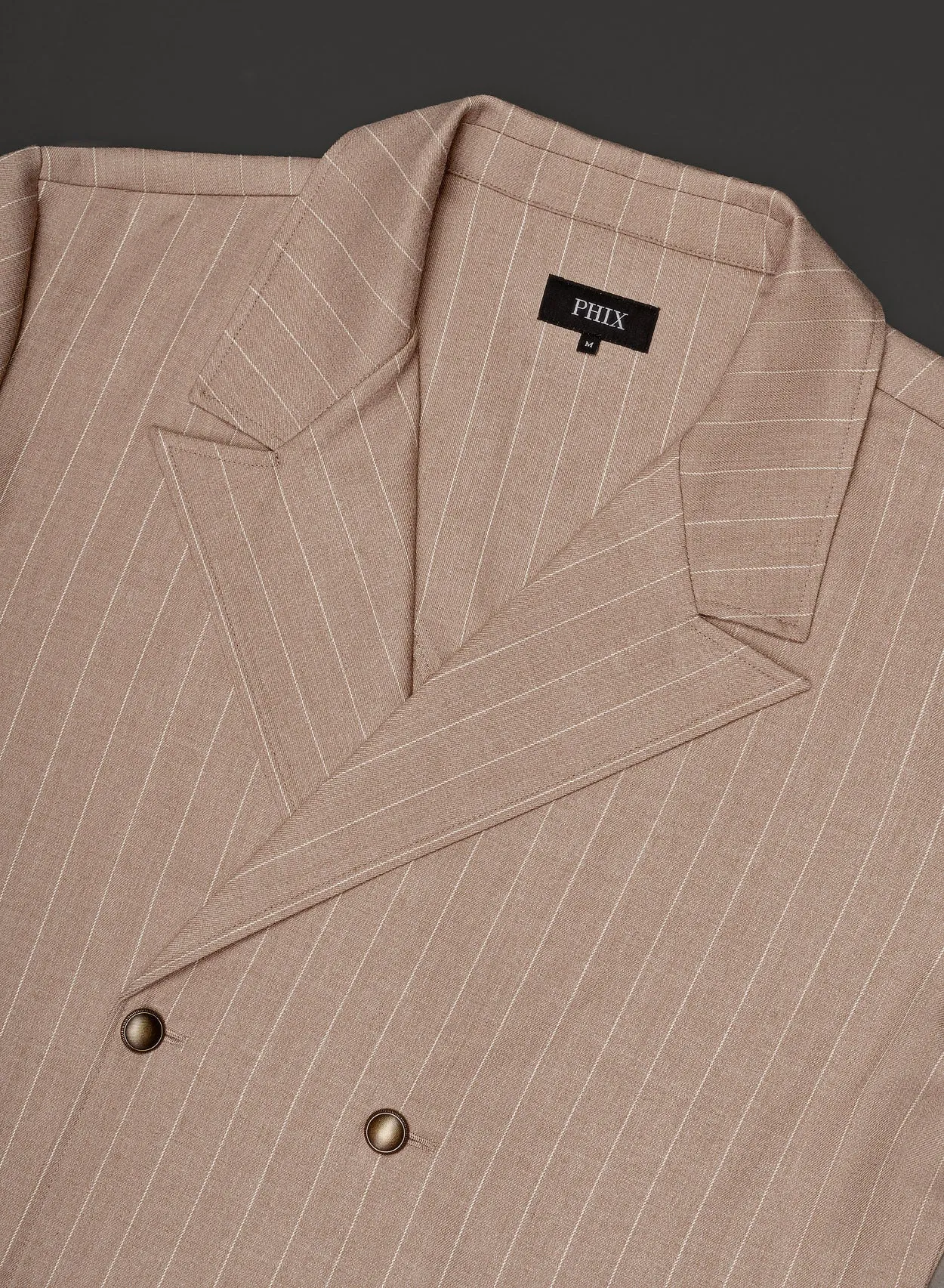 Beige Double Breasted Pinstripe Shirt