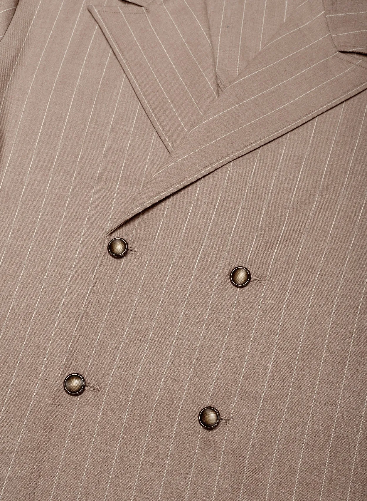 Beige Double Breasted Pinstripe Shirt