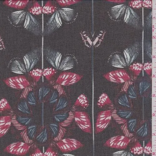 Black Butterfly Chiffon Fabric