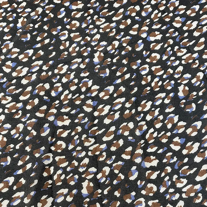 Black Popcorn Look Print Chiffon Fabric