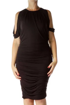 Black Scrunched Day Dress