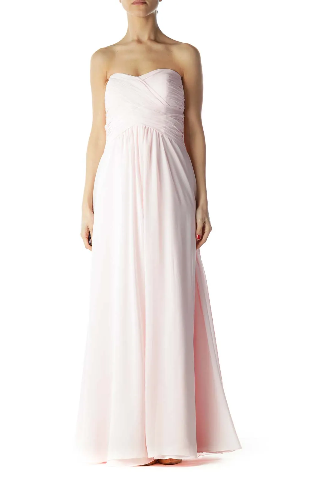 Blush Strapless Empire Waist Maxi Dress