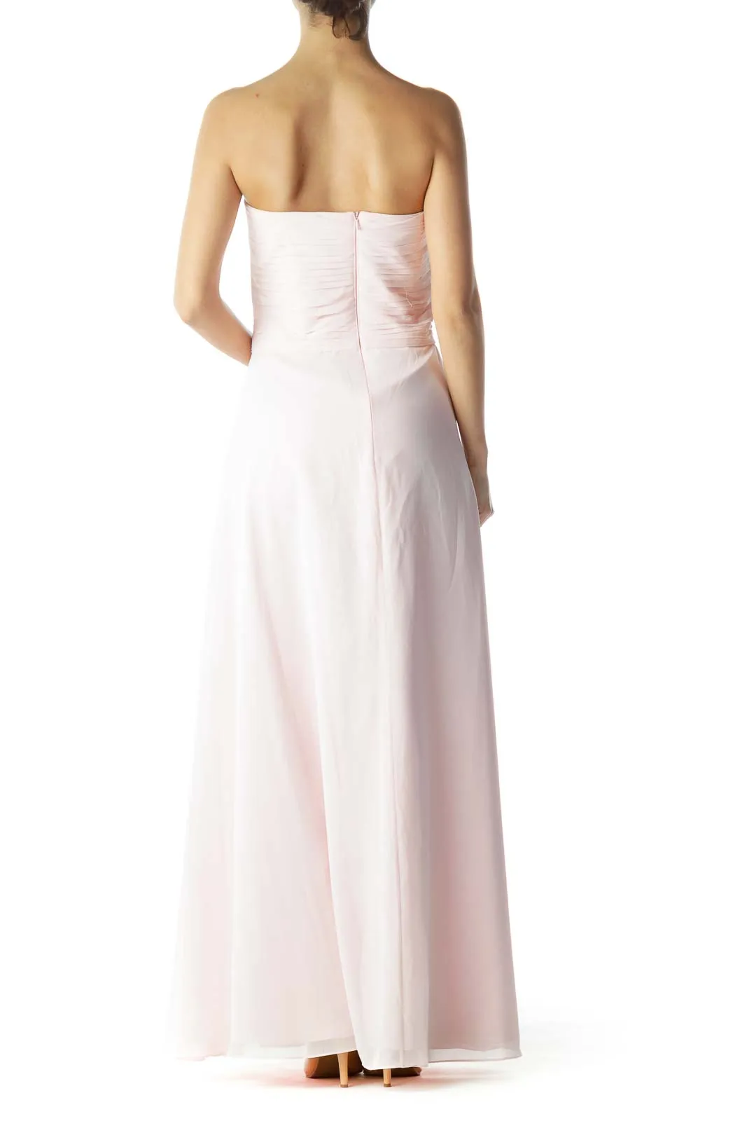 Blush Strapless Empire Waist Maxi Dress