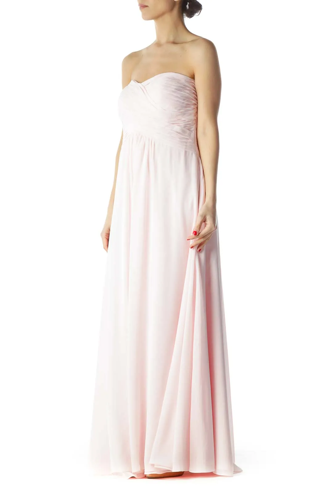 Blush Strapless Empire Waist Maxi Dress