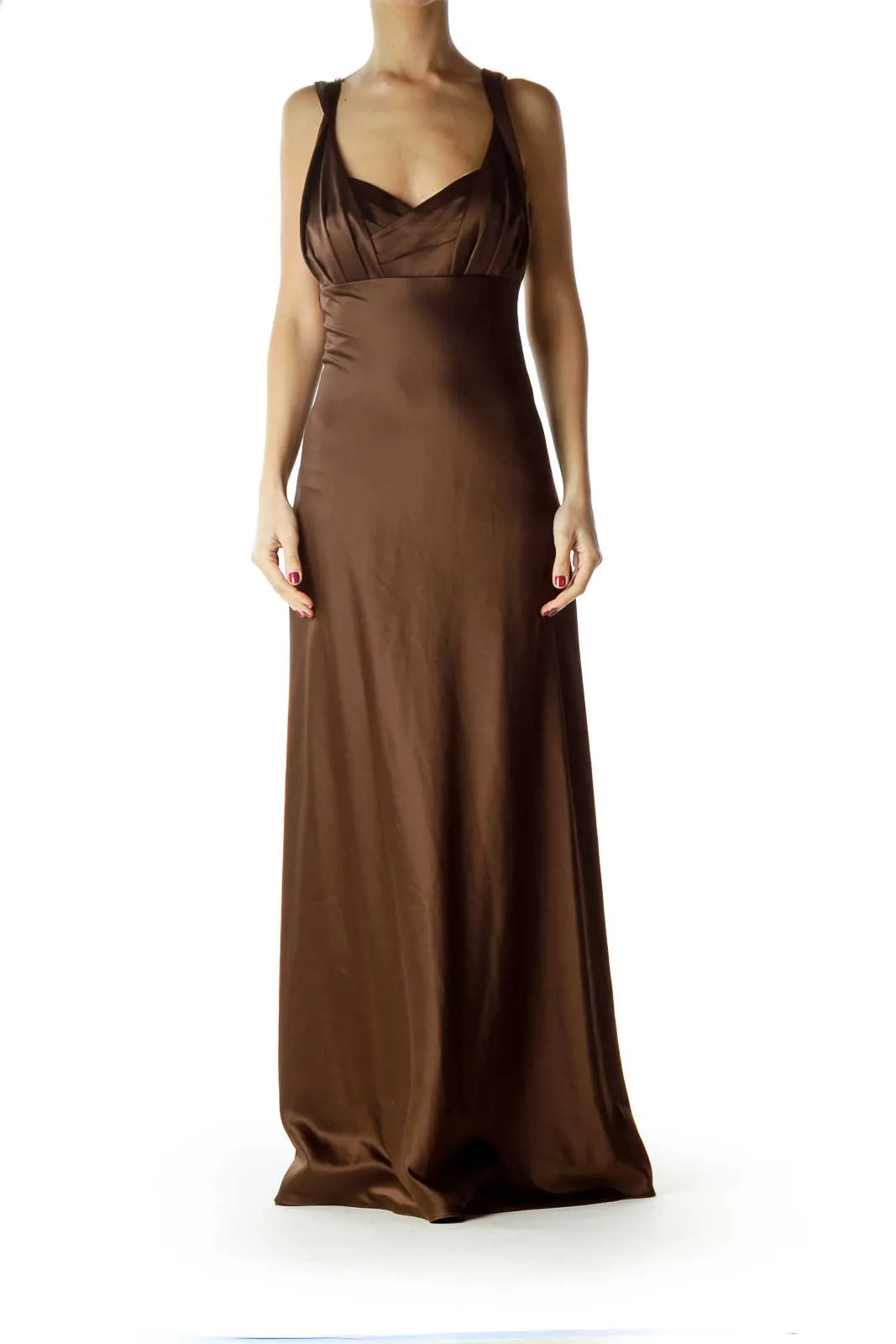 Brown Empire Waist Evening Dress