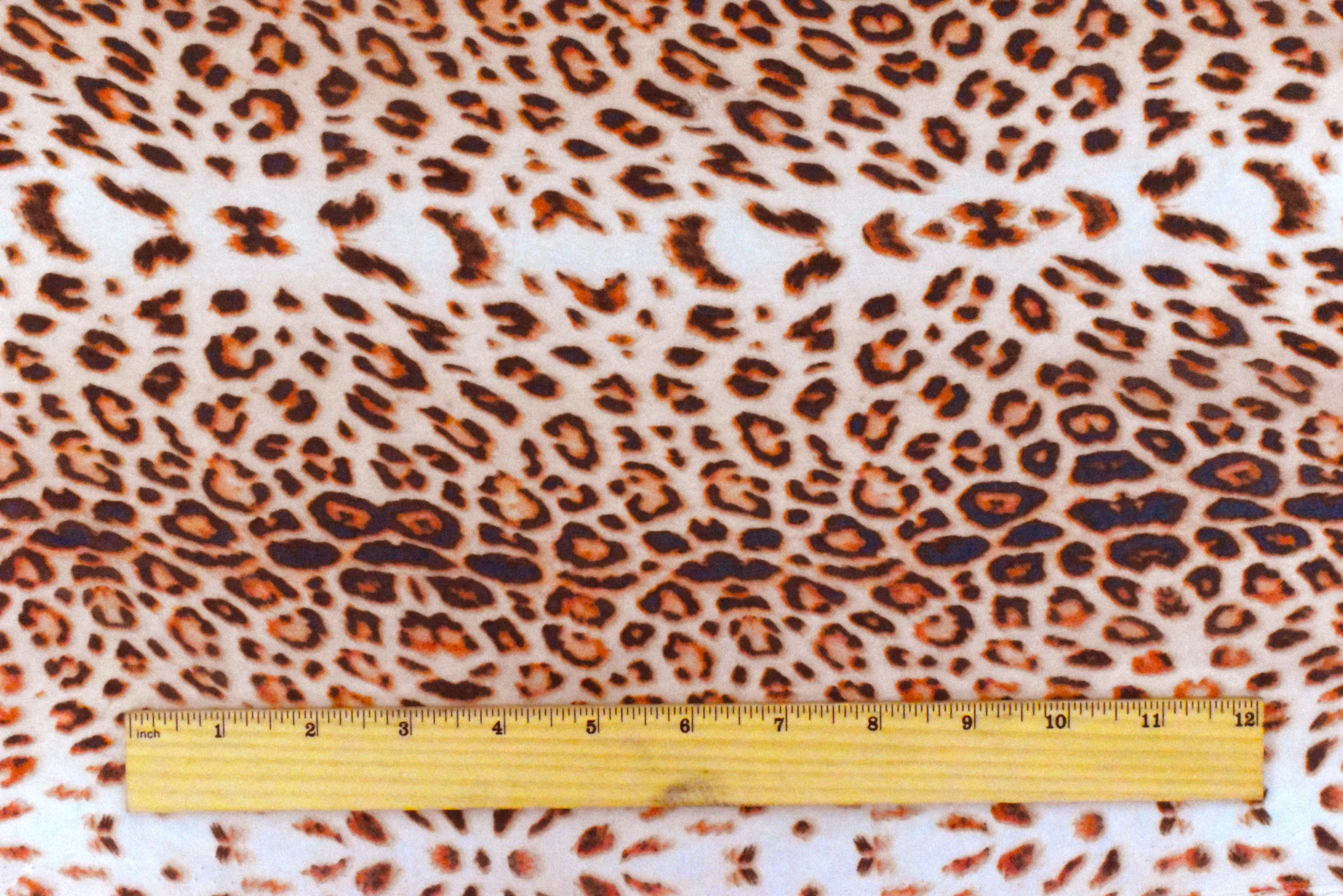 Burnt Orange-Navy-Ivory Leopard Printed Poly Chiffon Woven Fabric