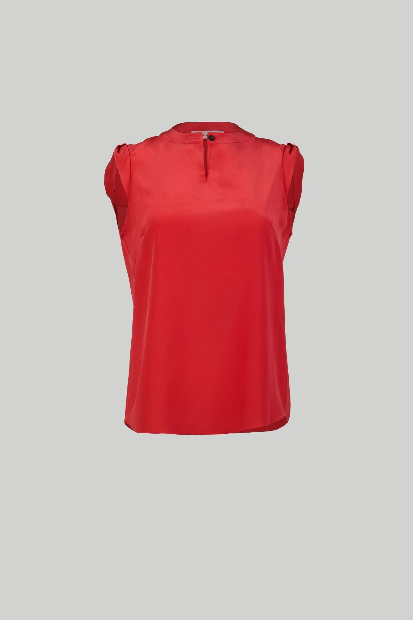 Cap Sleeve Blouse - Crepe de Chine - Capri Coral