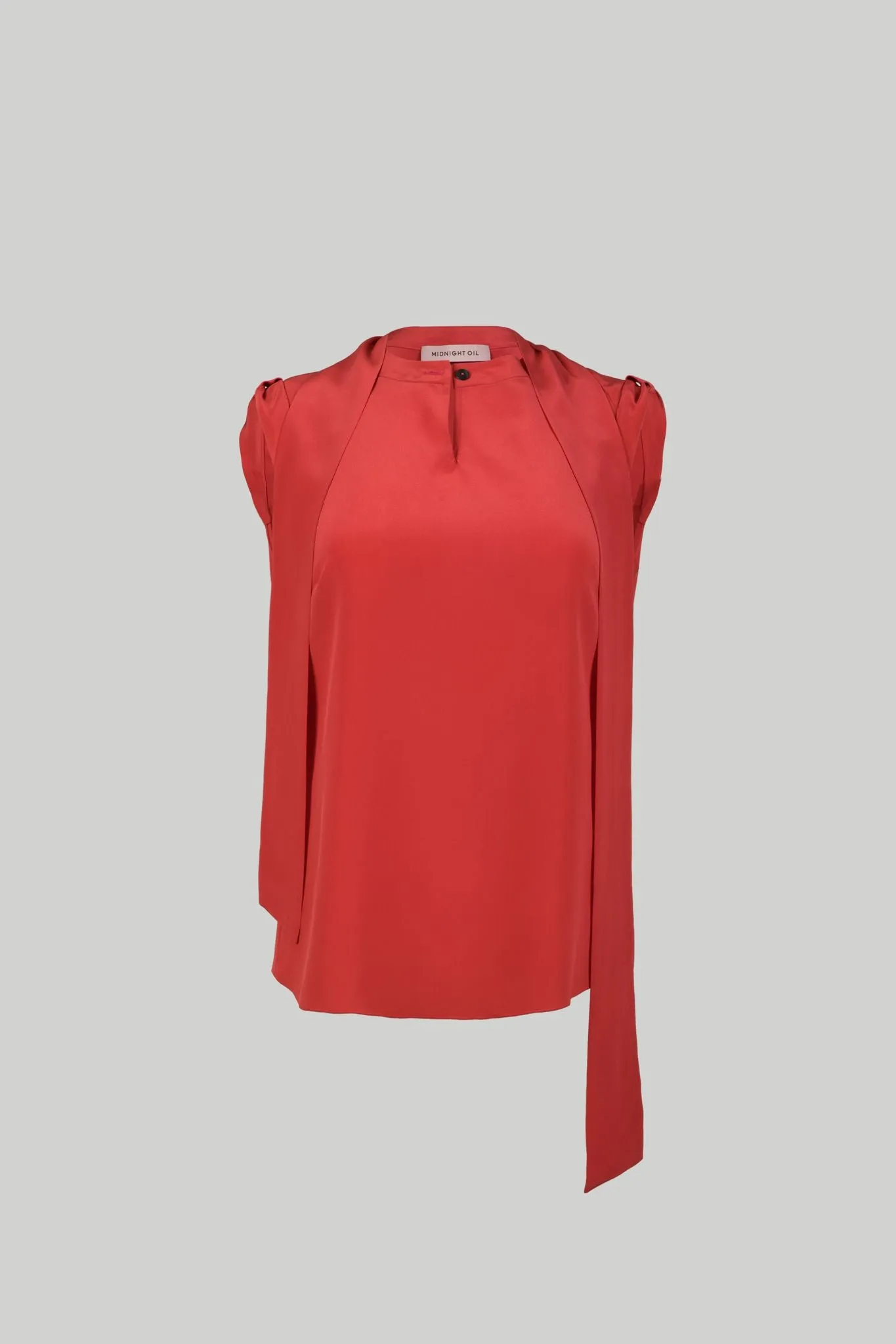 Cap Sleeve Blouse - Crepe de Chine - Capri Coral