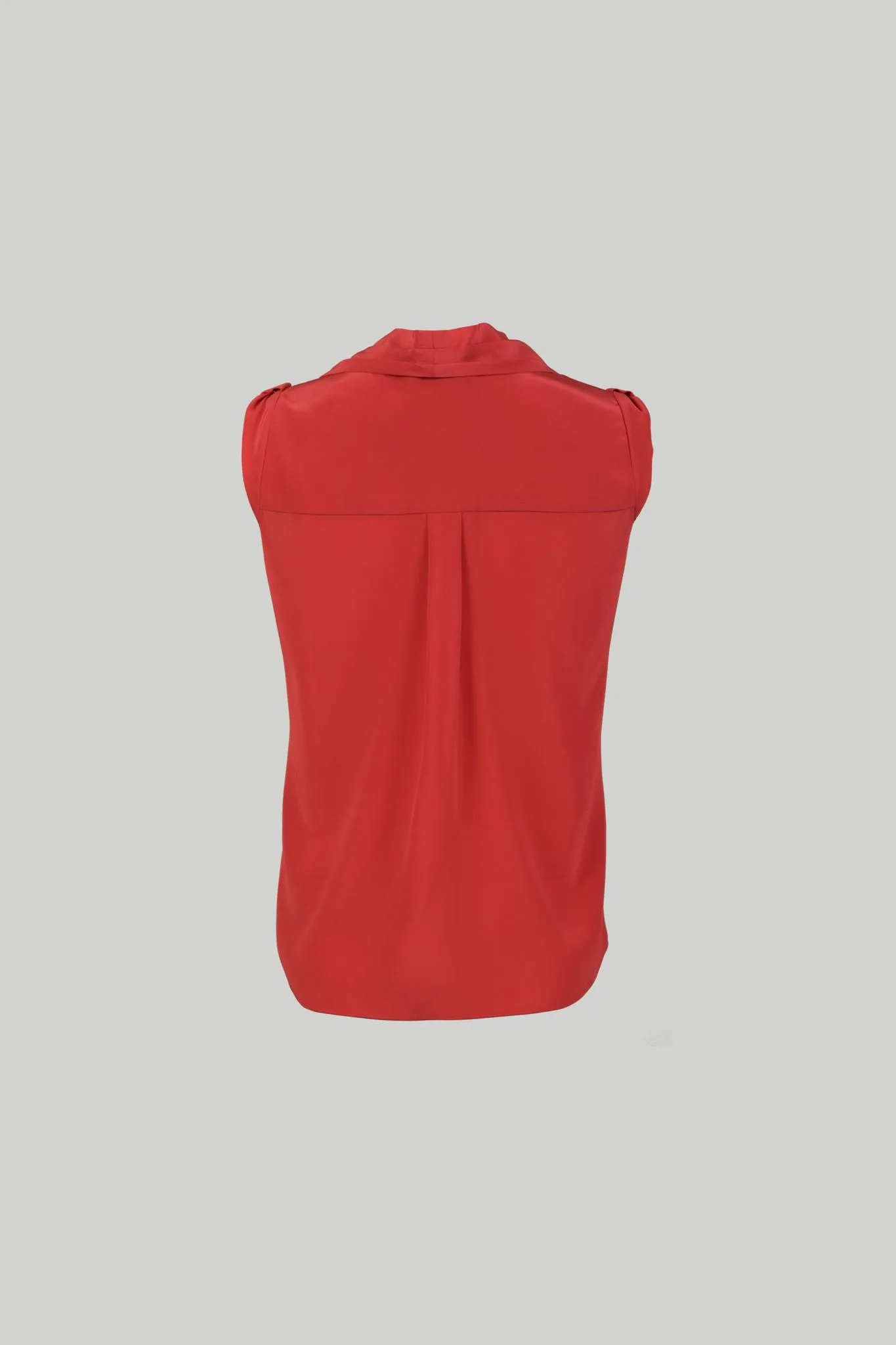 Cap Sleeve Blouse - Crepe de Chine - Capri Coral