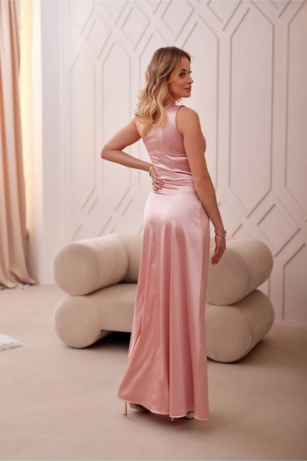 Chic Asymmetrical Satin Evening Dress