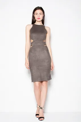 Chic Venaton Suede Cut-Out Evening Dress