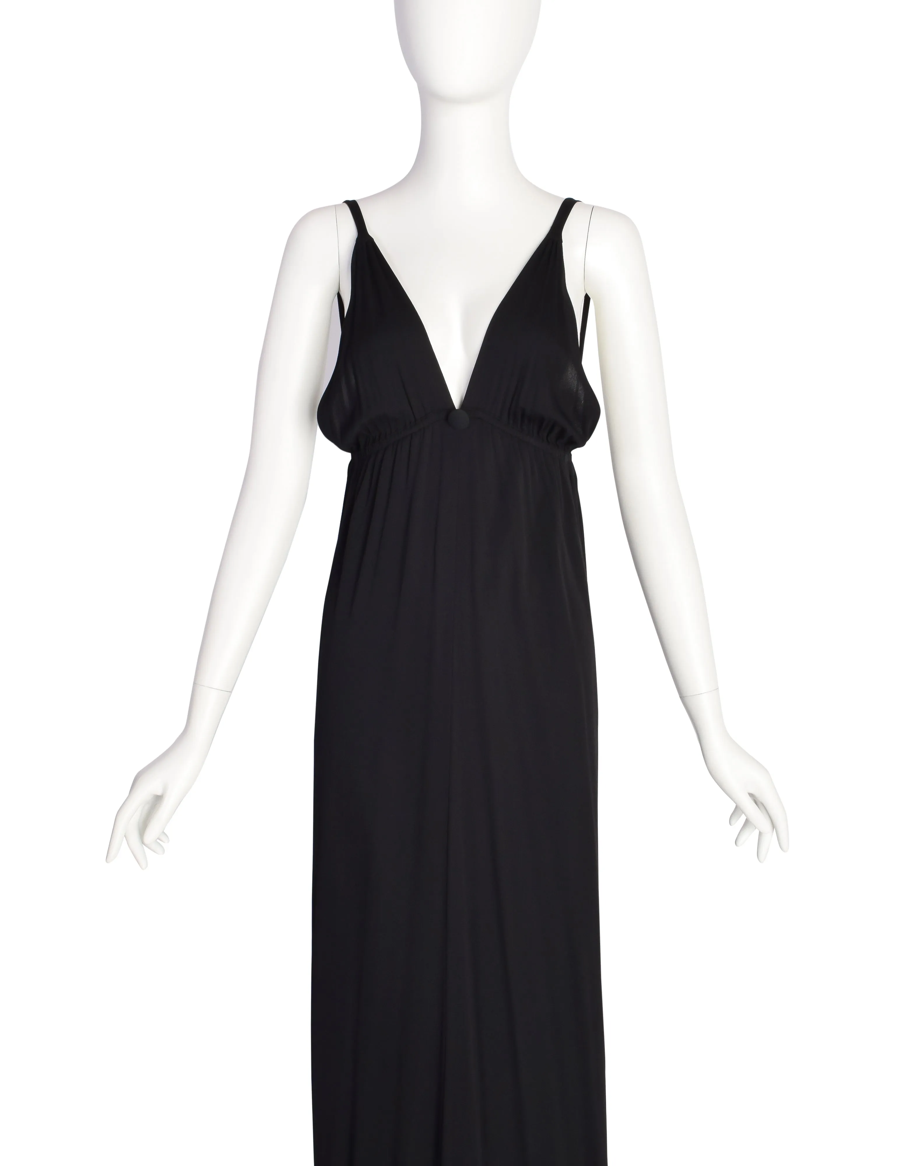 Chloe Vintage 1970s Black Low Back Full Length Dress