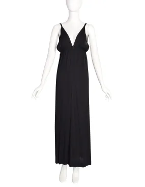 Chloe Vintage 1970s Black Low Back Full Length Dress