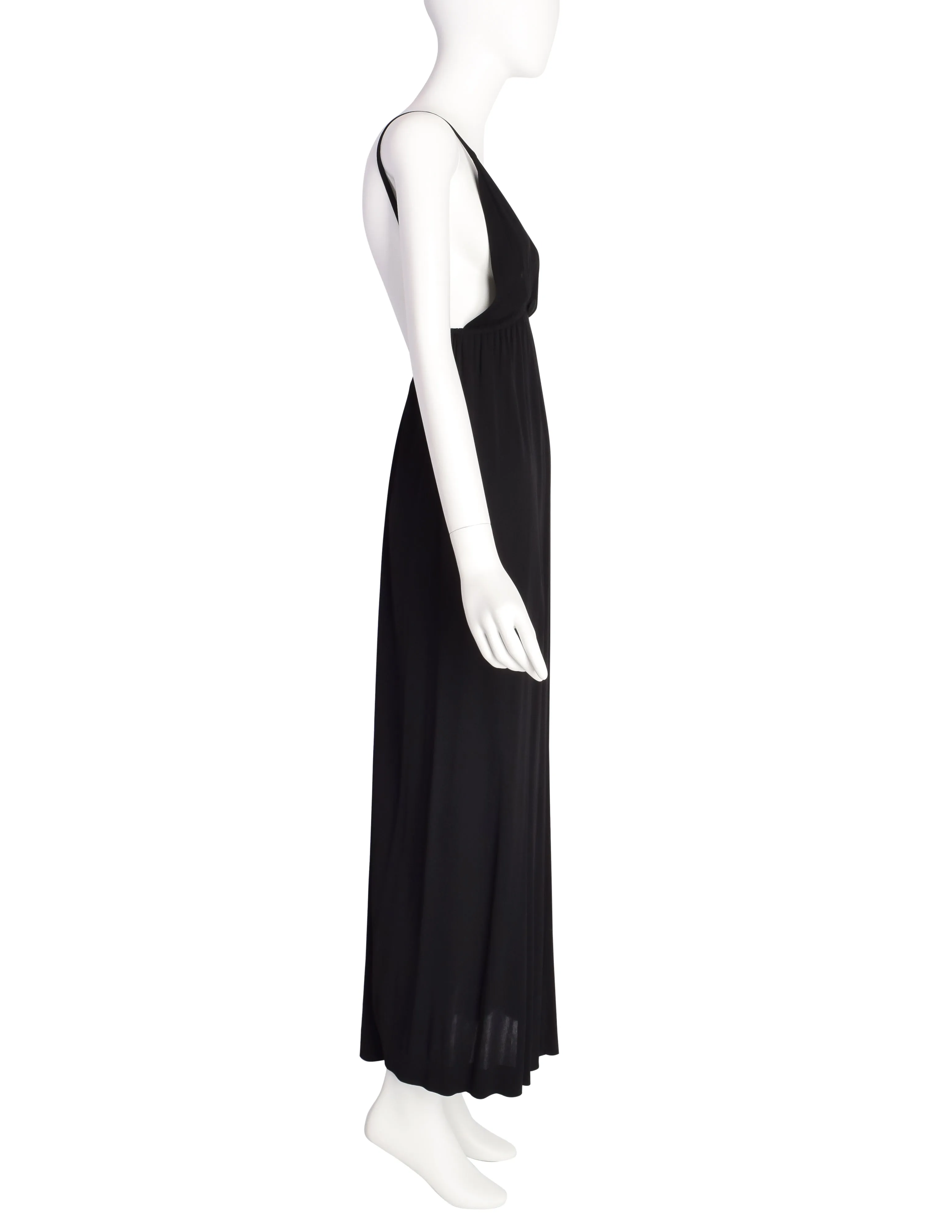 Chloe Vintage 1970s Black Low Back Full Length Dress