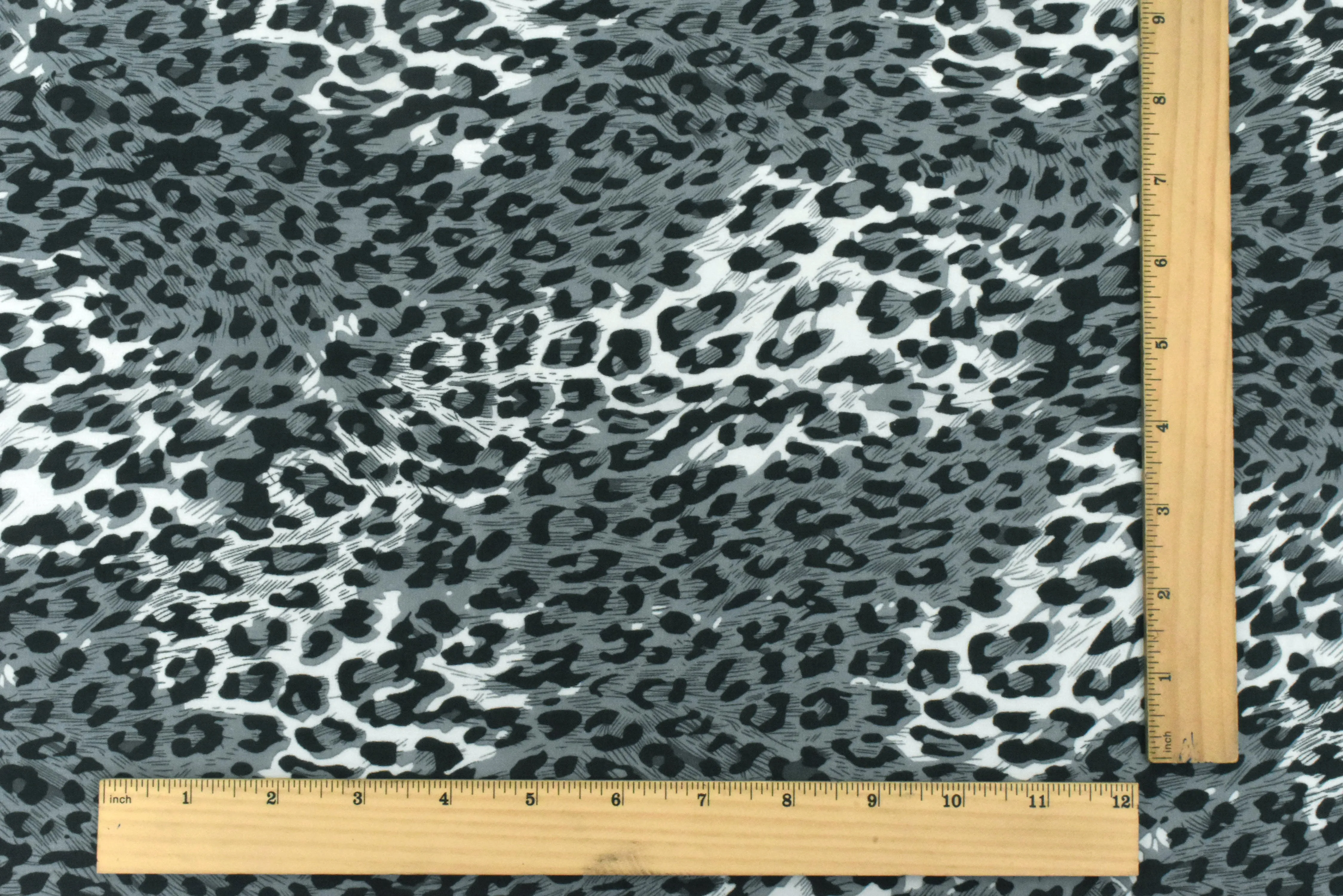 Cold Gray-Black Cheetah Printed Polyester Chiffon Woven Fabric