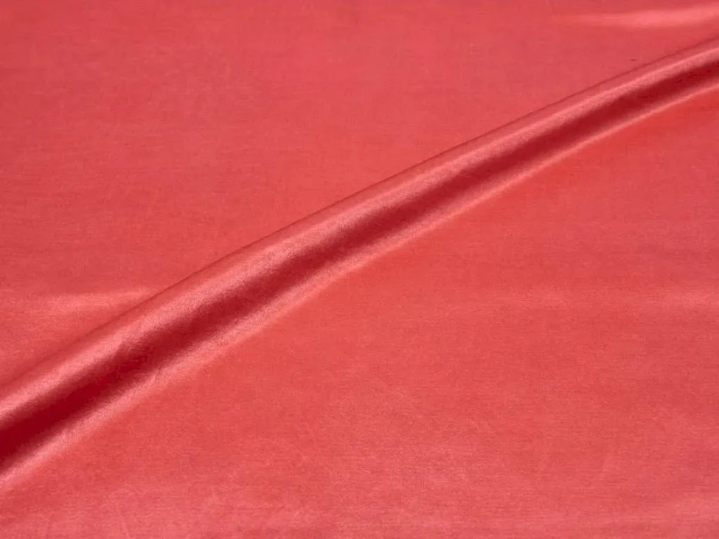 Coral Pink Plain Viscose Gaji Silk Fabric (Wholesale)