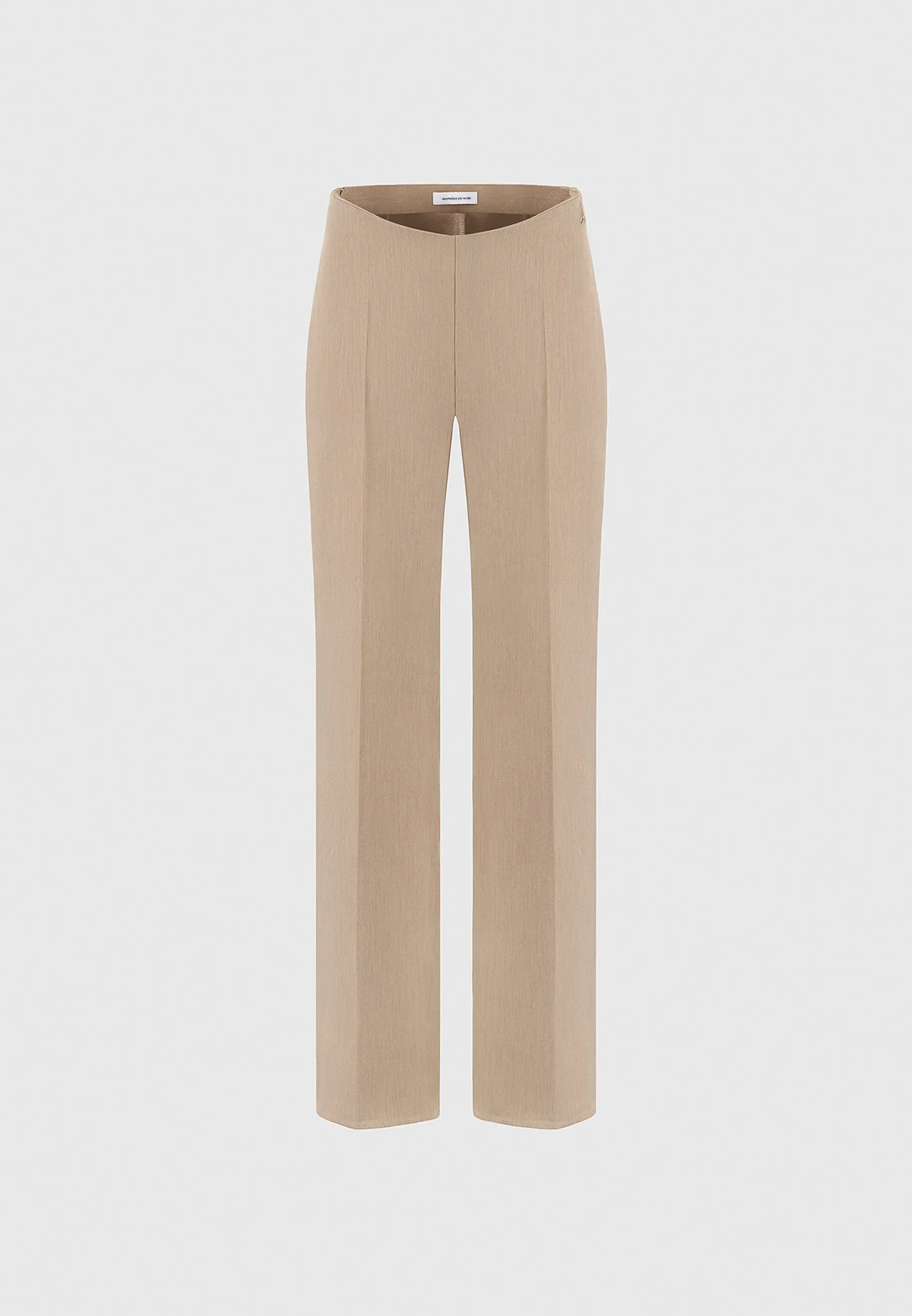 Curved Waist Tailored Trousers - Dark Beige