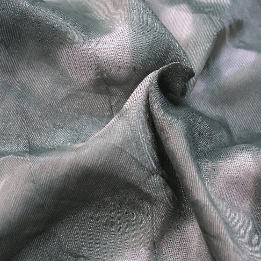 Dark Green Tie Dye Silk Chanderi Fabric