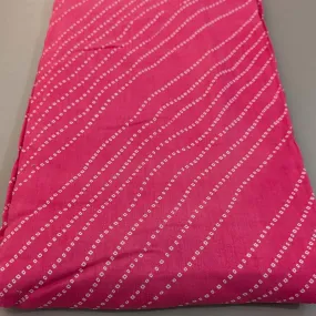 Dark Pink & White Stripes Lehariya Printed Muslin Silk Fabric