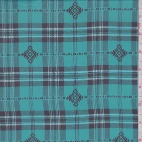 Dark Turquoise/Black Tartan Plaid Chiffon Fabric