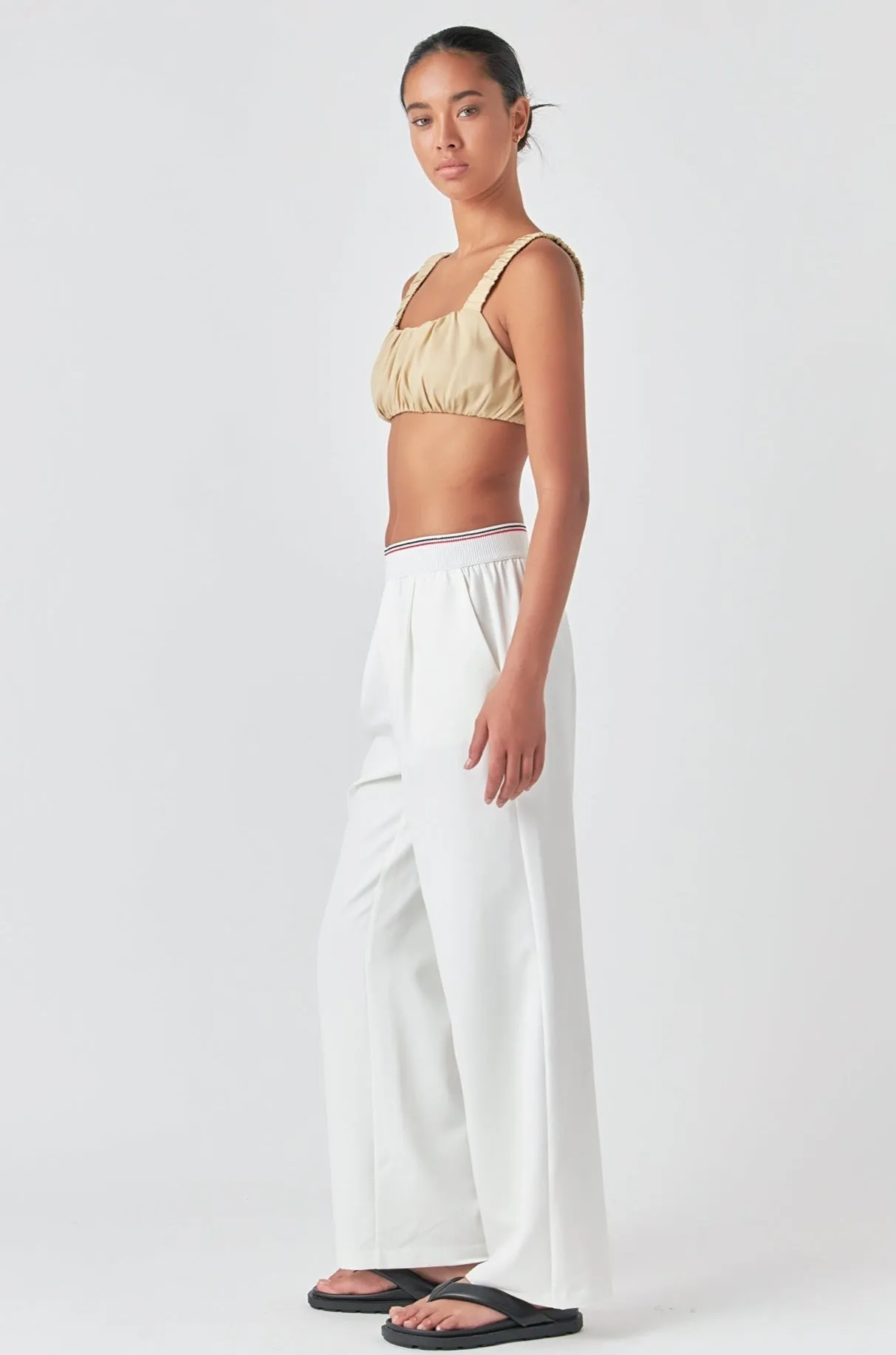 Elastic Trim Wide Pants