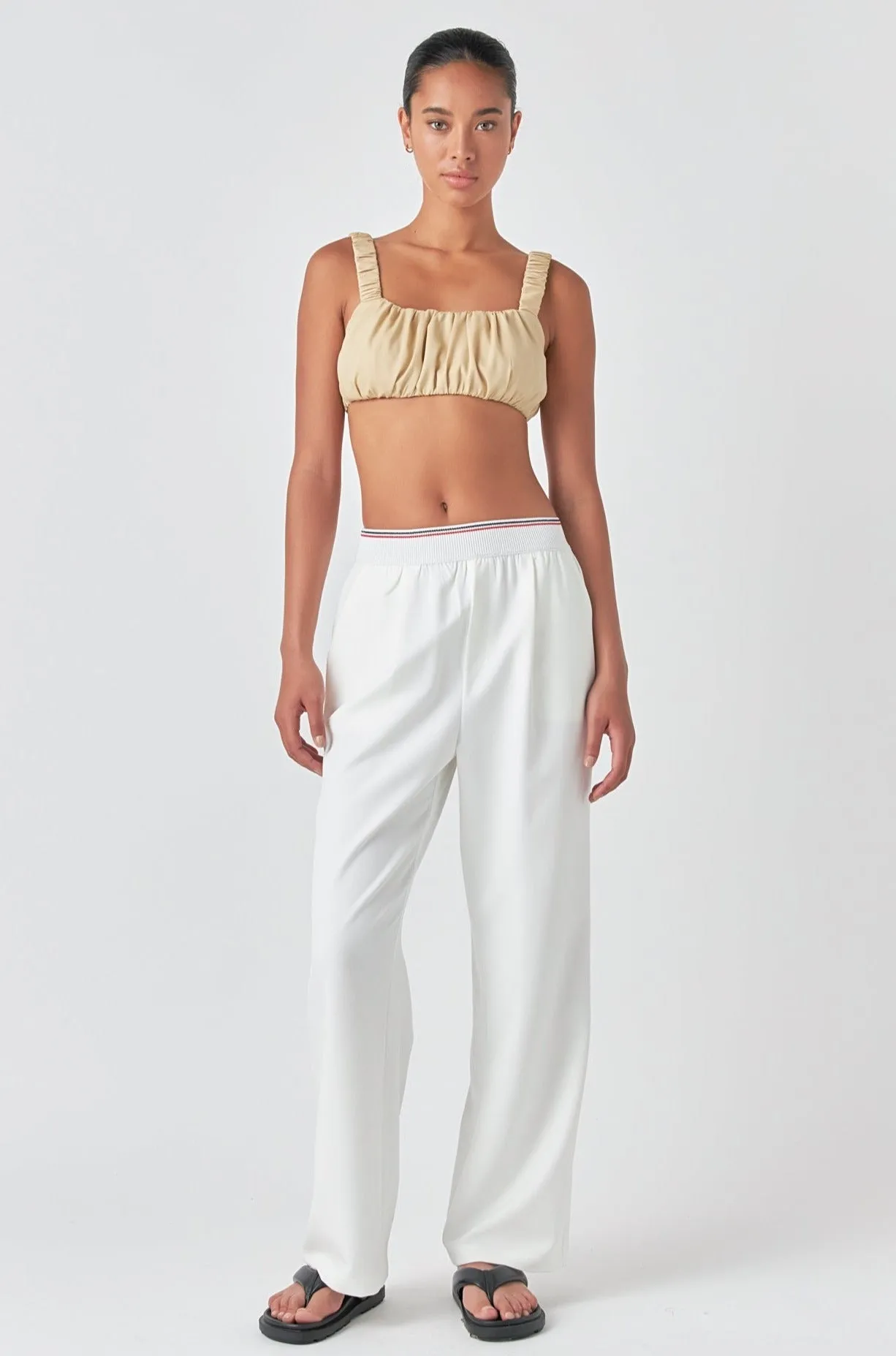 Elastic Trim Wide Pants