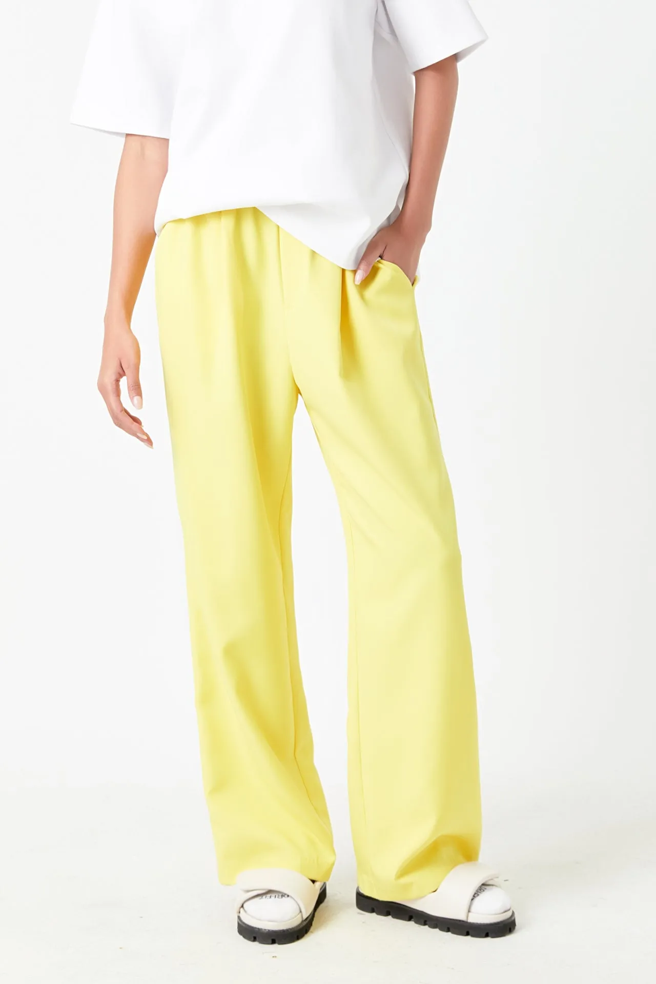 Elastic Trim Wide Pants