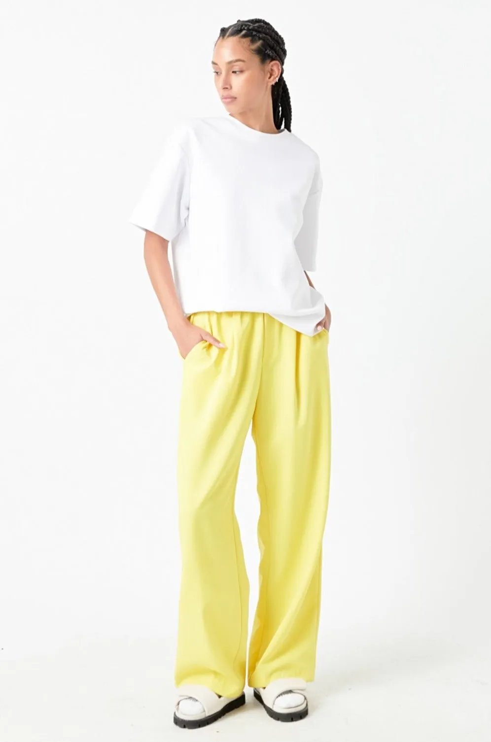 Elastic Trim Wide Pants