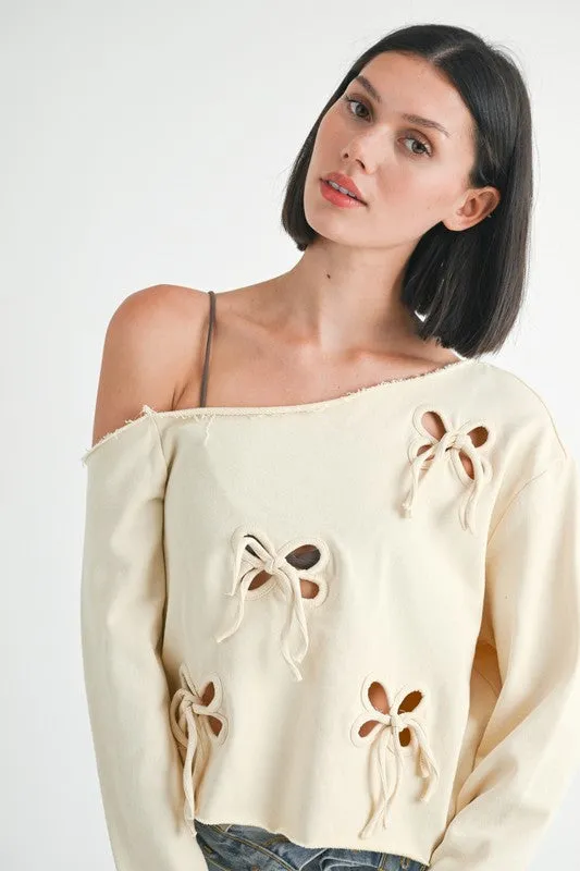 Emory Park Luxe Cotton Cut Out Detailed Off Shoulder Top