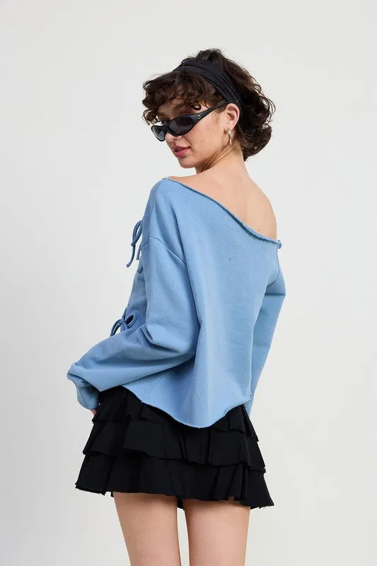 Emory Park Luxe Cotton Cut Out Detailed Off Shoulder Top