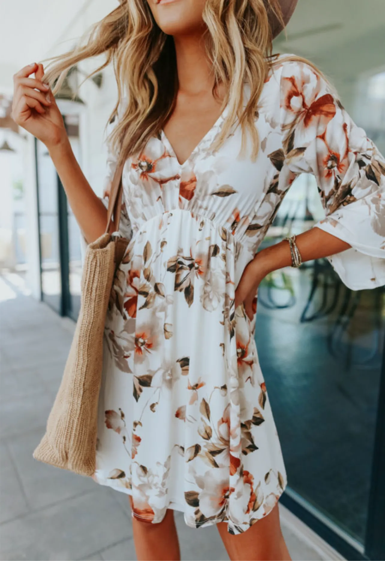 Empire Waist Floral Midi Dress