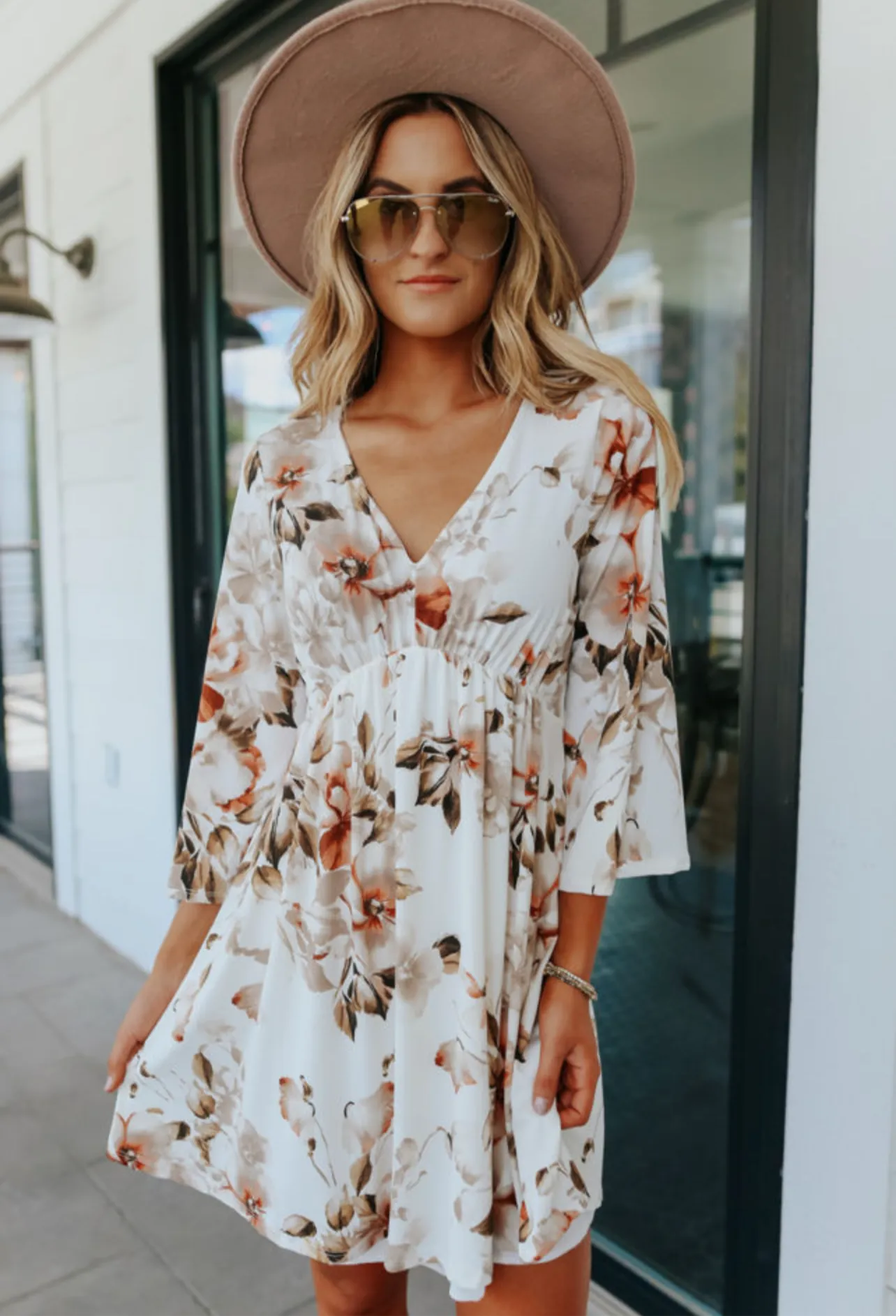 Empire Waist Floral Midi Dress