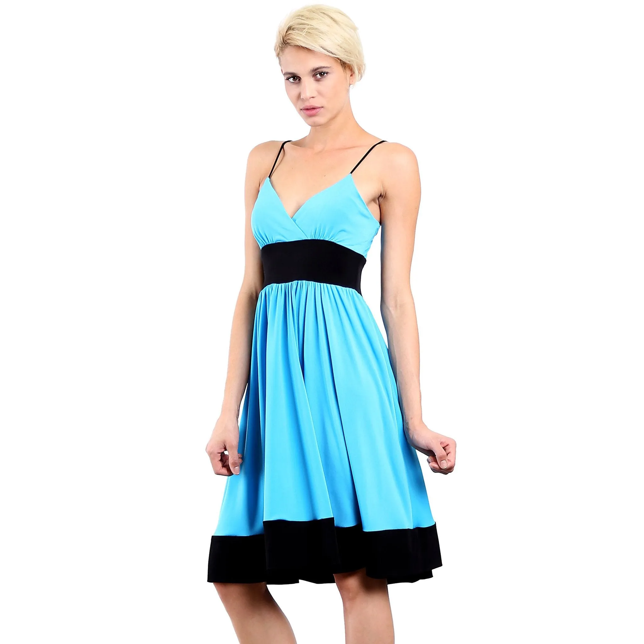 Evanese Women's Fashion Color Blocking Jersey Casual Cocktail Party Dress