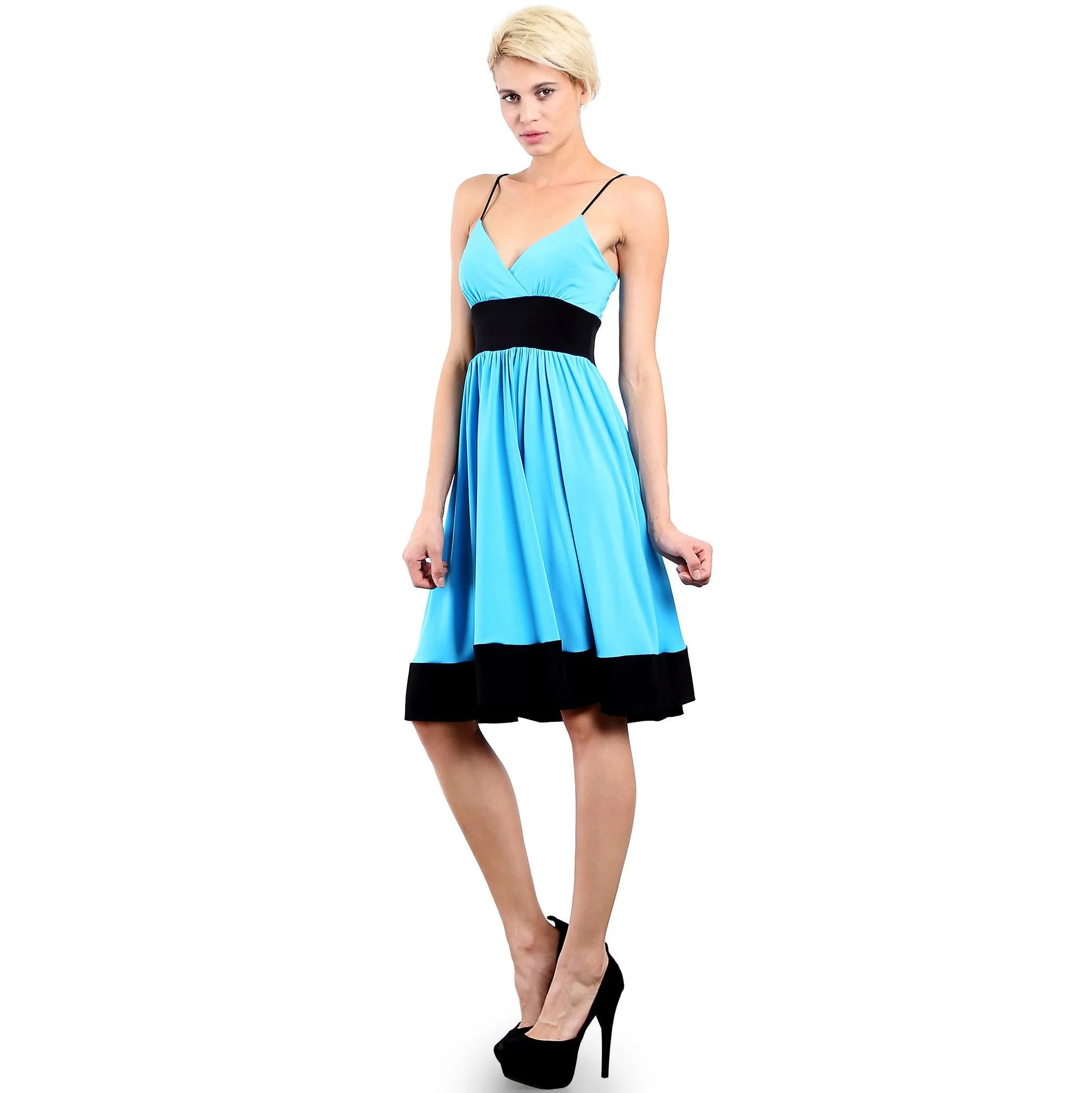 Evanese Women's Fashion Color Blocking Jersey Casual Cocktail Party Dress