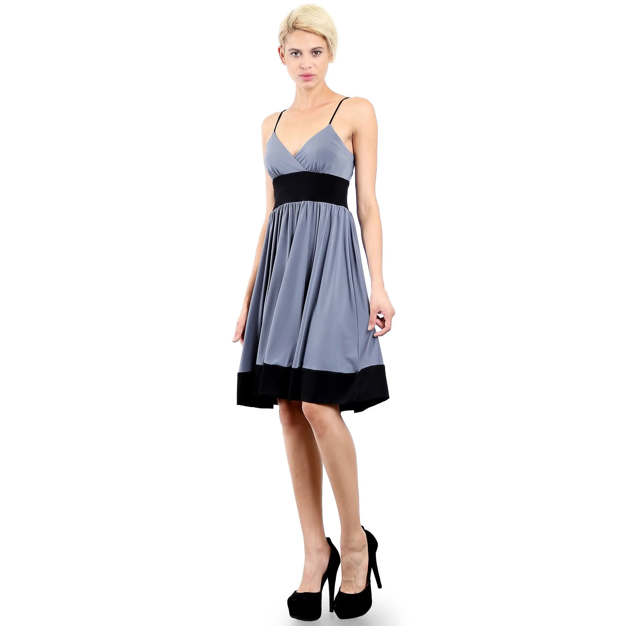 Evanese Women's Fashion Color Blocking Jersey Casual Cocktail Party Dress