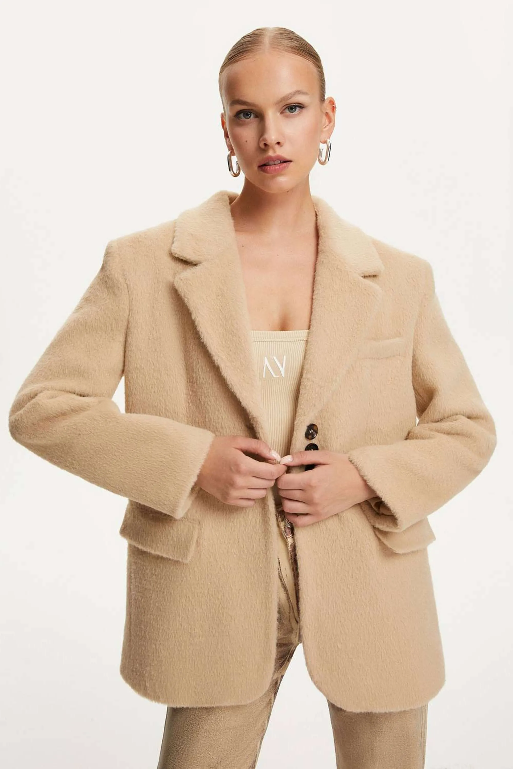 Faux Fur Double-Breasted Jacket (Final Sale)