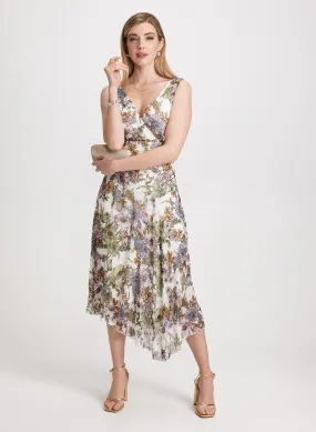 Floral Chiffon Cross-Neck Dress