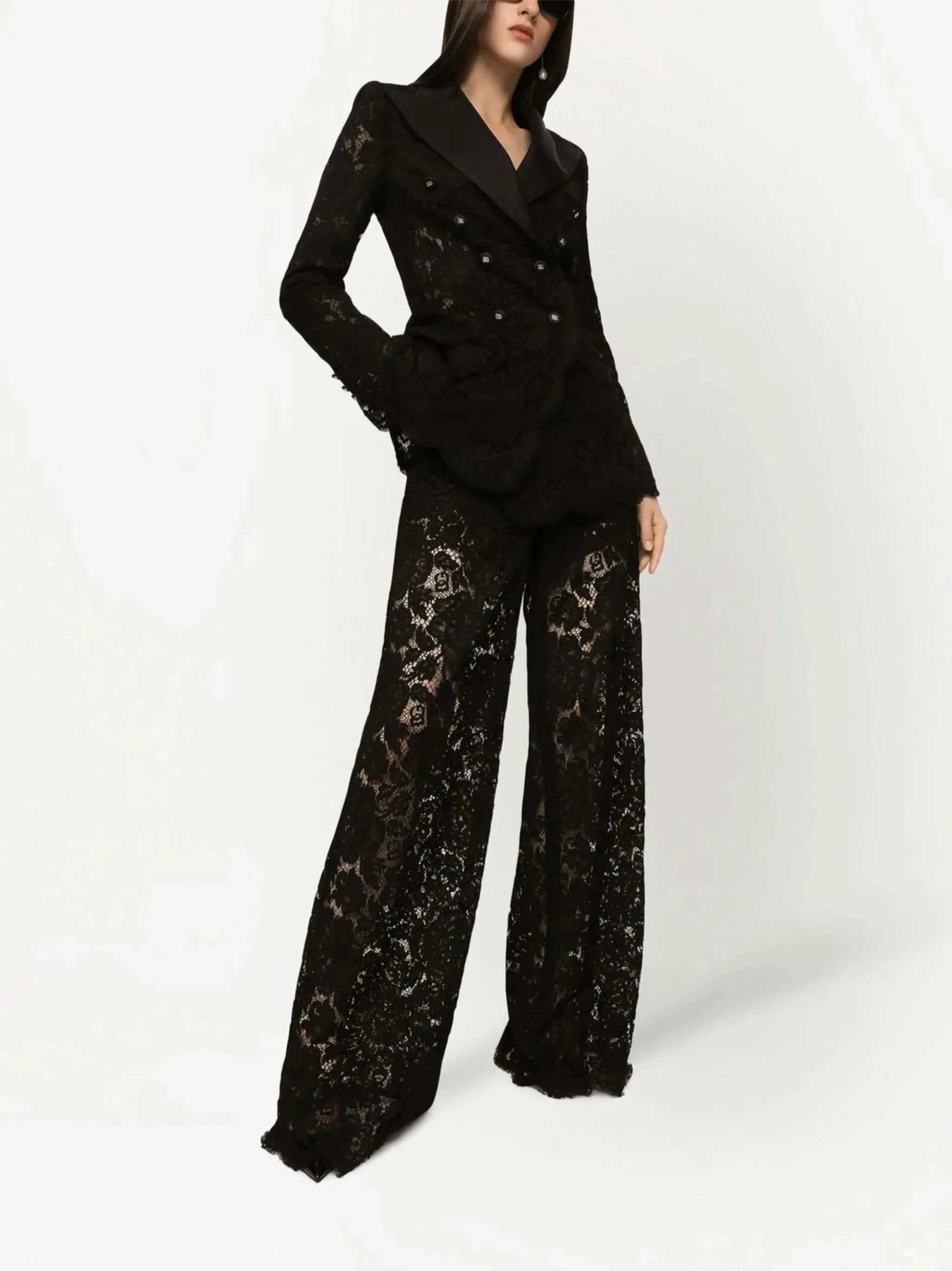 Floral Lace Tailored Trousers